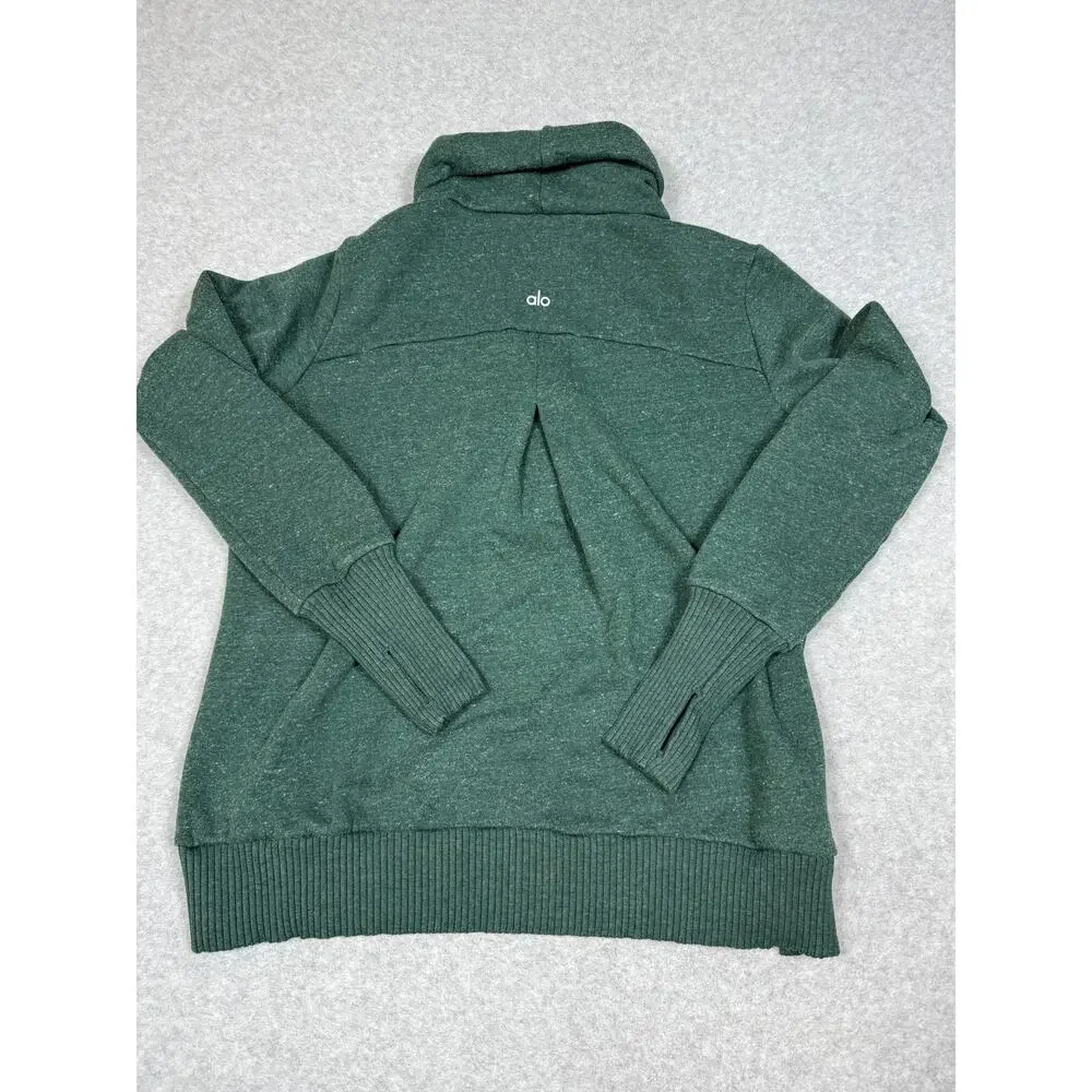 Alo Womens Green Turtleneck Pullover Sweatshirt